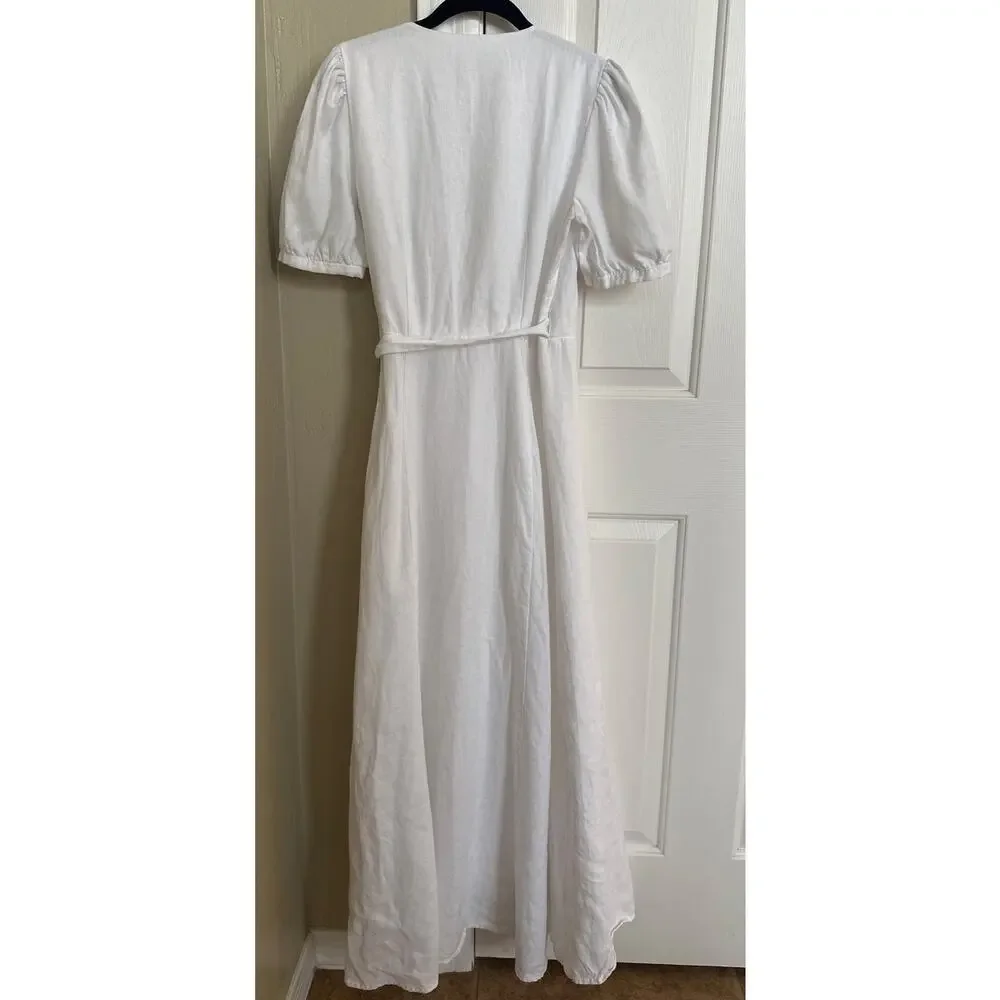 Reformation Weiss White Linen Wrap Dress Small - Picture 6 of 9